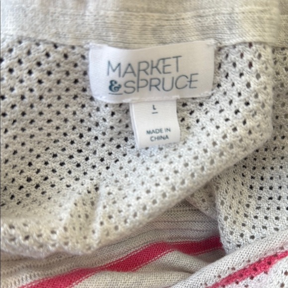Stitch Fix Market & Spruce Crew Pullover Pink Stripe Sweater Lightweight Women L - Picture 6 of 7